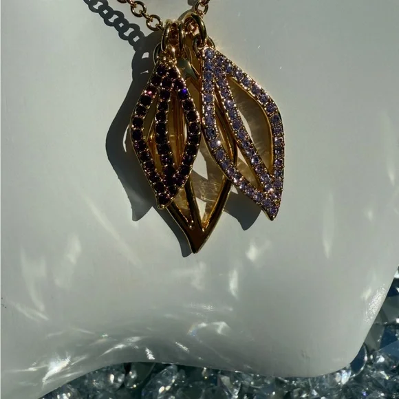 Coach Gold and Purple Leaf Pendant Necklace - Picture 4 of 5